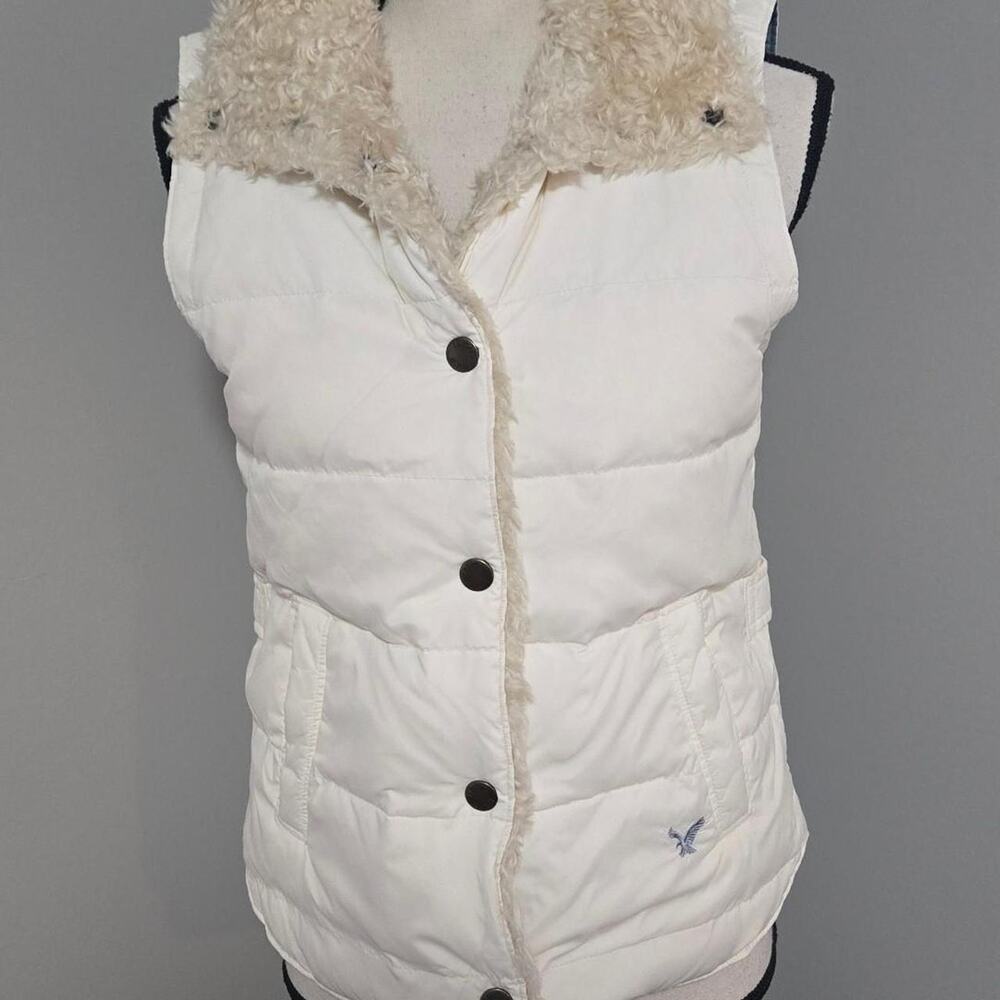 vintage y2k cream womens 2000s puffer jacket vest small